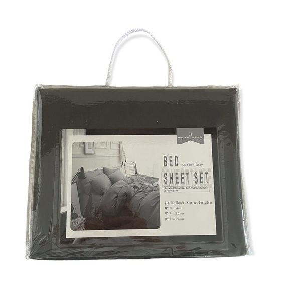 NIB MODERNE ELEGANCE Gray Queen Brushed Microfiber Soft Comfortable Bedding Set - Picture 2 of 3